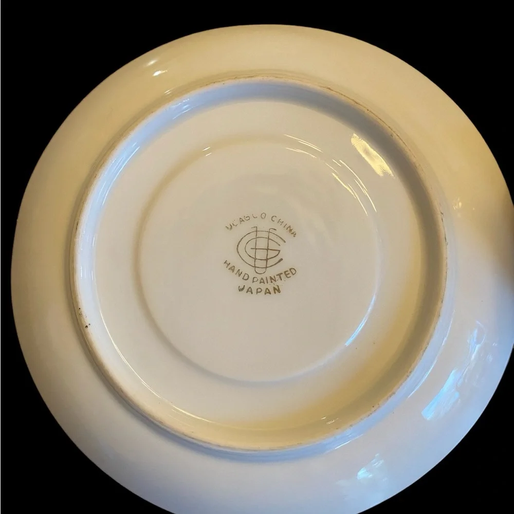 UCAGCO Vintage Footed Demitasse Cup Saucer Set Hand Painted Japan Orange Black